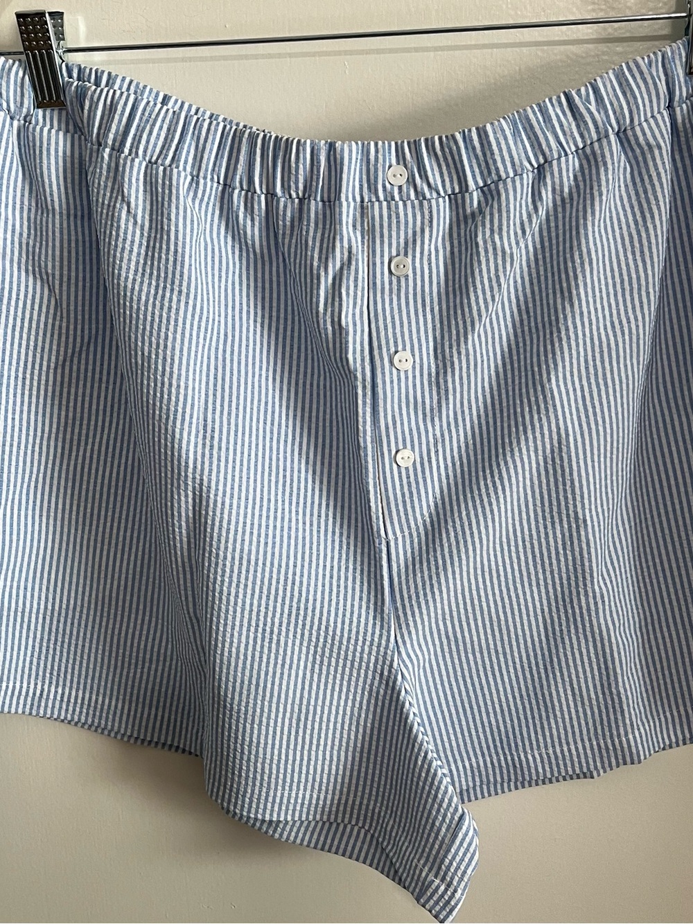 Striped Blue and White Cotton Shorts